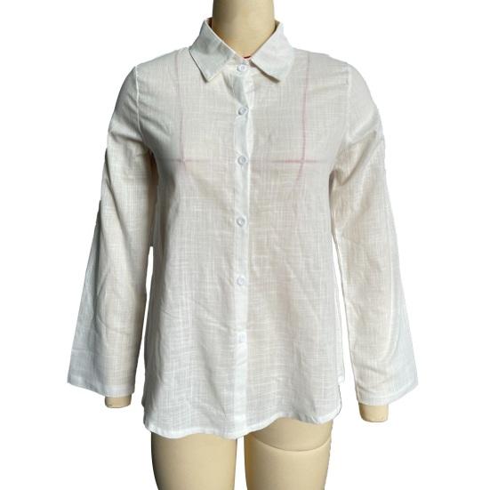Women Shirt Lapel Long Sleeve Buttons Placket Shirt Tops Pure Color Loose Fit Breathable Moisture-Wicking Office Shirt