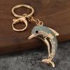 Keychain Pendant, Sparkling Rhinestones Dolphin Shape Keychain, Electroplated Surface Key Holder with Key Ring And Lobster Clasp