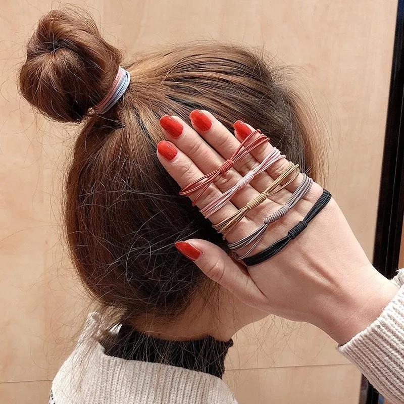 Women's Colorful Hairband Elastic Band 20 Pieces Korean High Elasticity Durable Hair Ring Simple Elegant Rope Hair Decoration