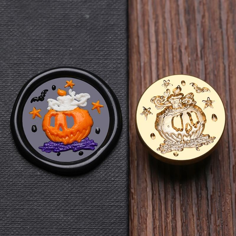 Pumpkins Sealing Wax Stamp Halloween Series Wax Seal Stamp Brass Head Seal Stamp for Scrapbooking Invitations Decoration