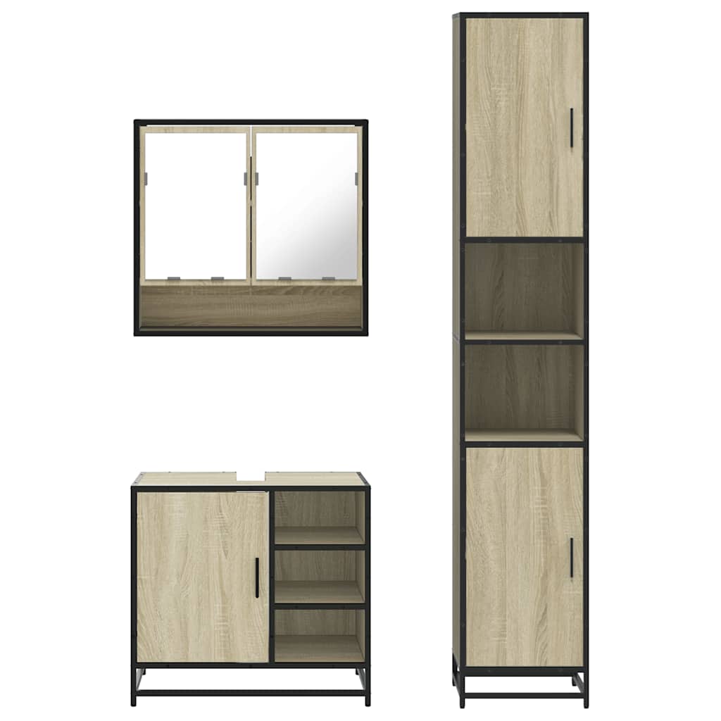 3 Piece Bathroom Furniture Set In Sonoma Oak Effect Particleboard
