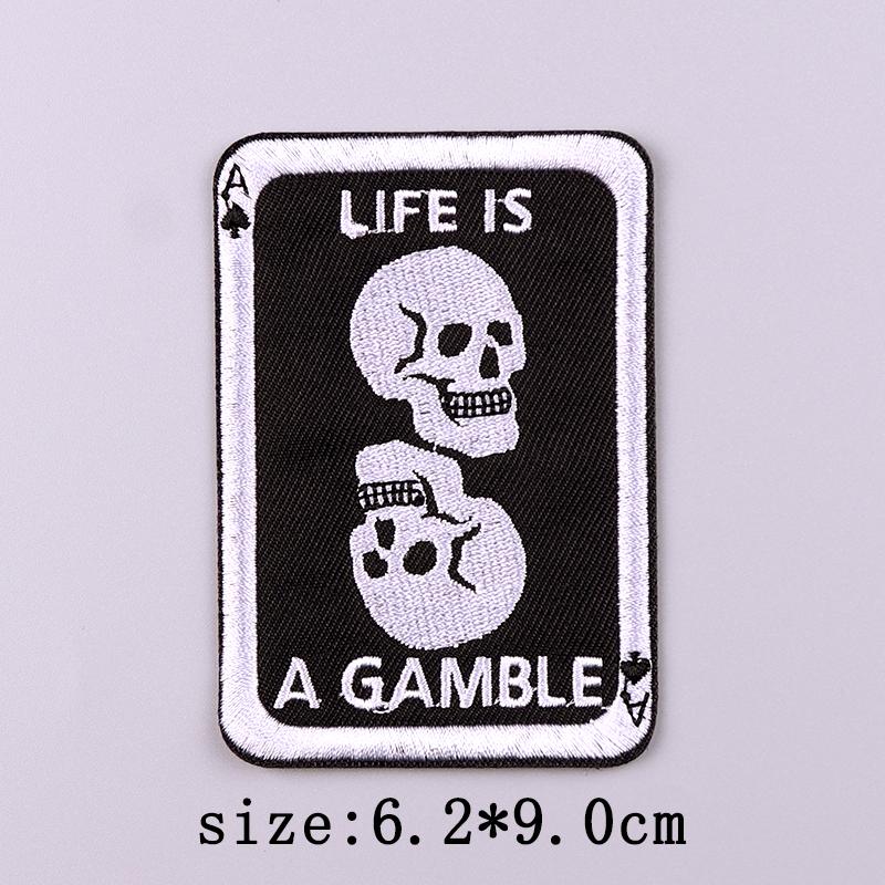 Punk Skull Embroidery Patch Iron On Patches For Clothing Hip Hop Embroidered Patches On Clothes Fusible Patch For Clothes Badges