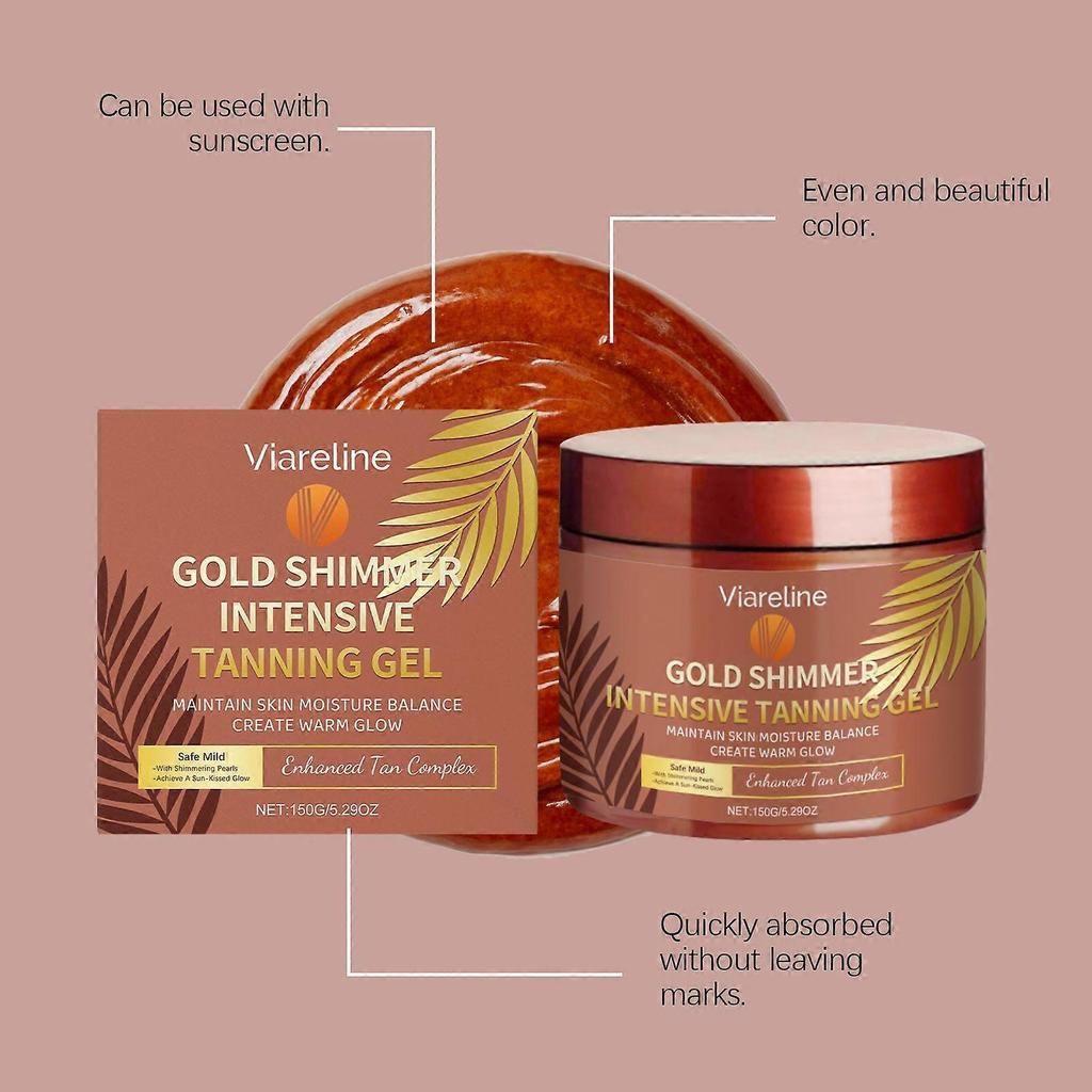 Viareline Golden Shimmer Tanning Gel Summer Beach Even Skin Tone Moisturizing Refreshing Tanning Gel