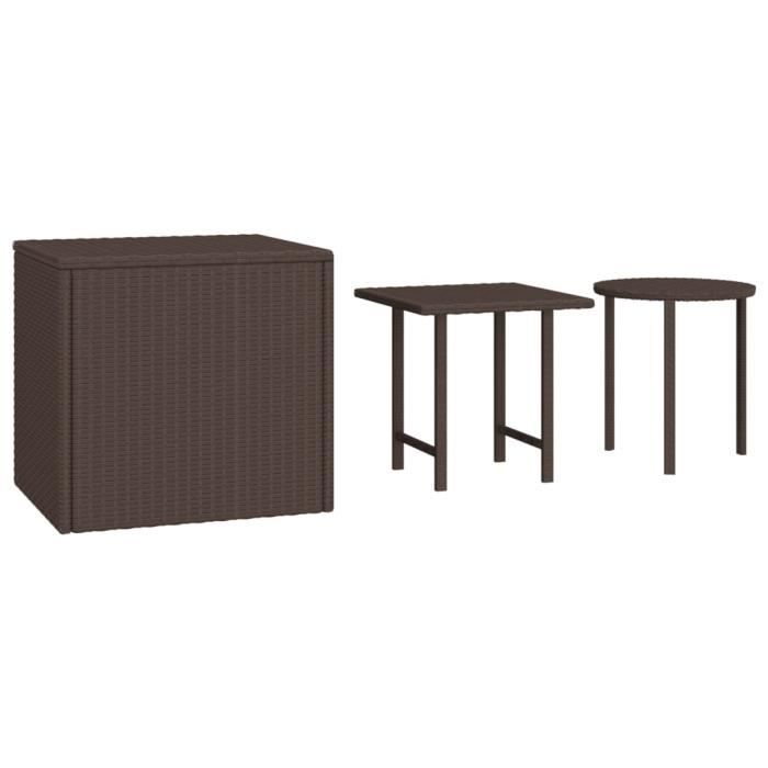 VidaXL Tables d'appoint 3 pcs marron résine tressée 319387