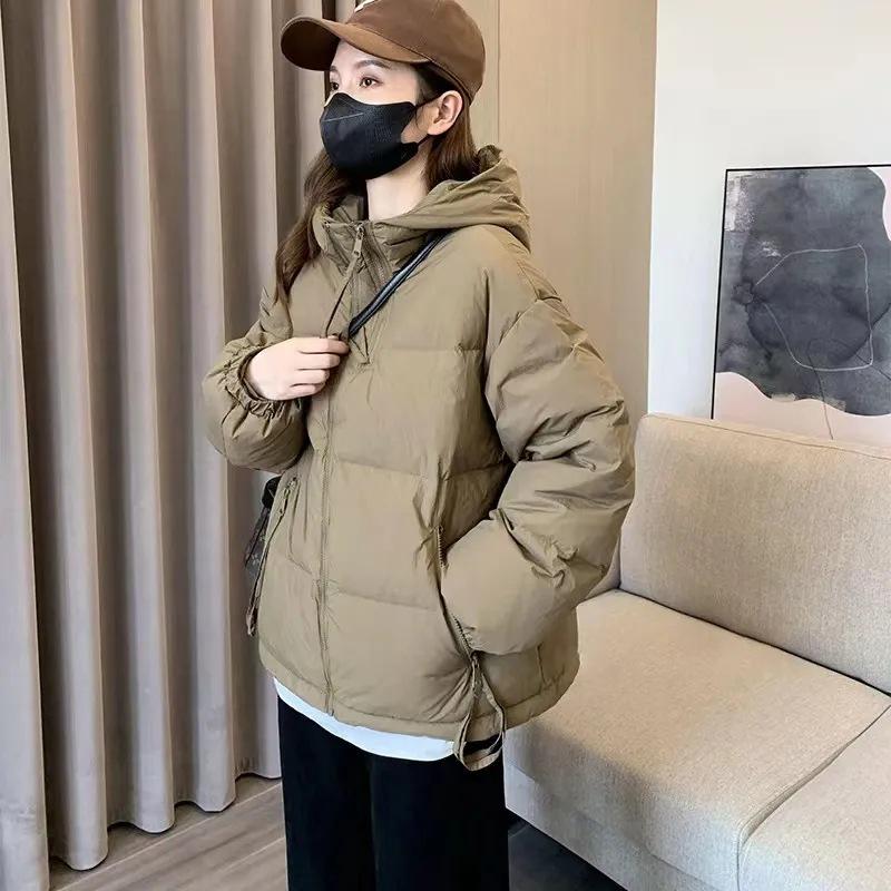 

2025 Winter Women s Quilted Cotton Coat: Fleece-lined, Thick, Warm, Trendy Petite Jacket 2XL (Recommended 140-155 lbs) коричневий/синій
