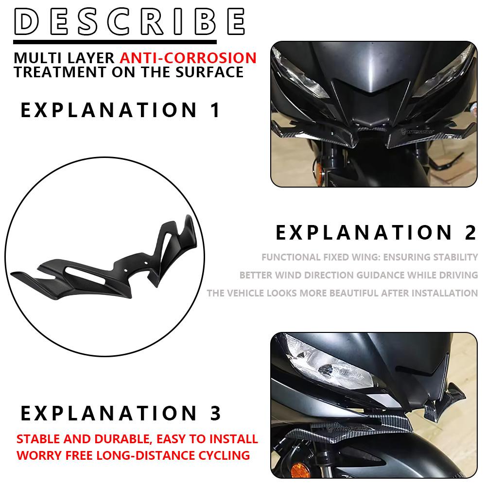 Aerodynamic Winglets Pneumatic Front Fairing Wing Lower Wing Cover Protector Motorcycle Spoiler for Yamaha YZF R3 R25 2019-2024