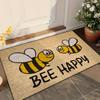 VIKAMA Bee Happy Doormat Welcome Mat Crystal Velvet Outdoor Carpet Living Room Floor Mat Rug For Bedroom Lightweight Home Decor