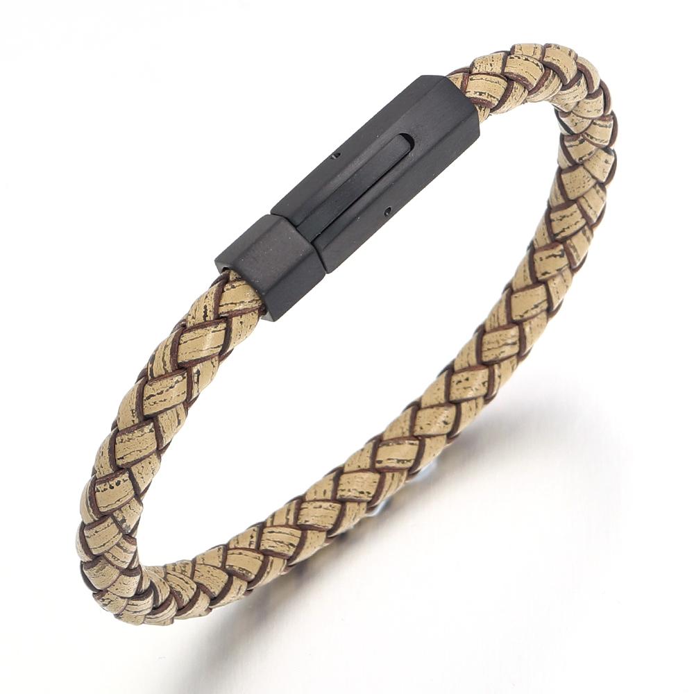 1pc/bag 19/21cm Stainless Steel Connector Genuine Leather Rope Simple Design Bracelet Birthday Party  Man Women Jewelry Gift