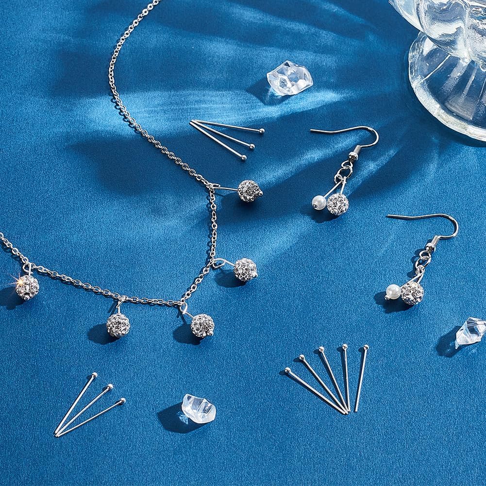 PH PandaHall 60pcs 925 Sterling Silver Ball Head Pins, 20mm Jewelry Making Pins Headpin 24 Guage Bendable Pins for Beading Dangle Earring Bracelet