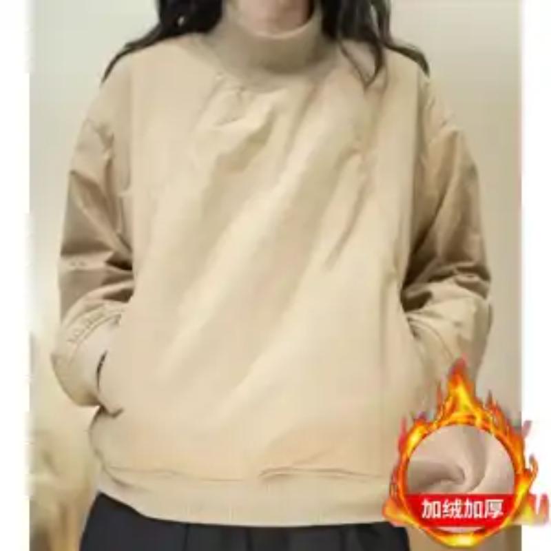 

Осень и Зима Новый Стиль Сращенный Пуловер Круглый Вырез Повседневный Простой Однотонный Дизайн Толстовки Топ с Длинным Рукавом L