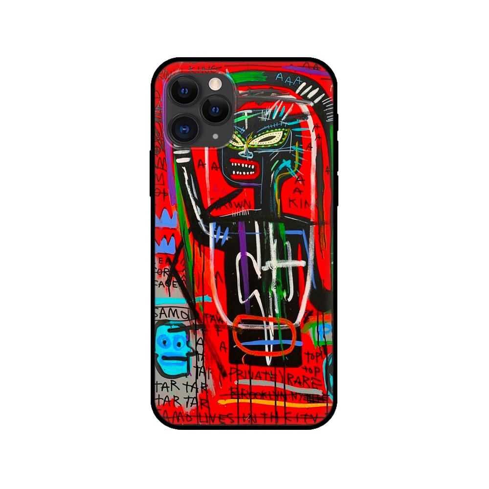 Black Tpu Case for Iphone 5 5s Se 2020 6 6s 7 8 Plus X 10 XR XS 11 12 13 Mini Pro MAX Back Cover Ins Street Graffiti Painting