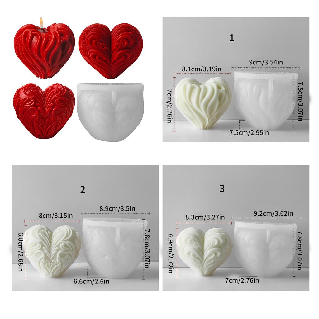 Flexible Silicone Mold Heart Shape Candle Molds Scented Aromatherapys Making Mould Handmade Desktop Ornament Mould