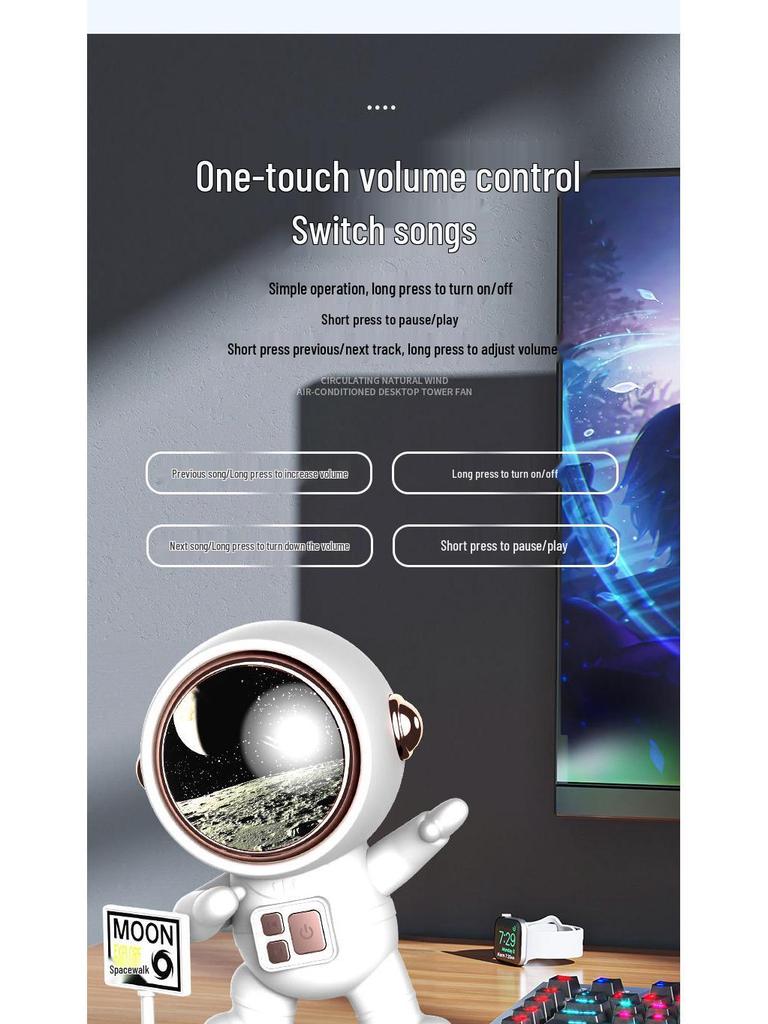 Astronaut Bluetooth Speaker with Subwoofer - High-Quality Sound & Creative Design, Ideal Birthday Gift.