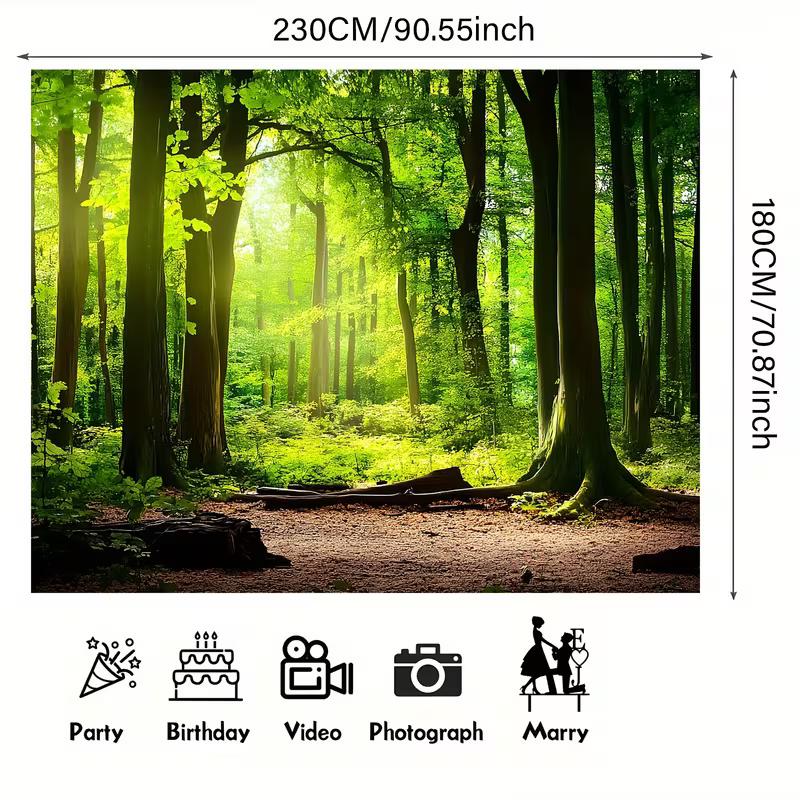 2D Lush Summer Woodland Backdrop with Sunlight Party Photo Background Banner