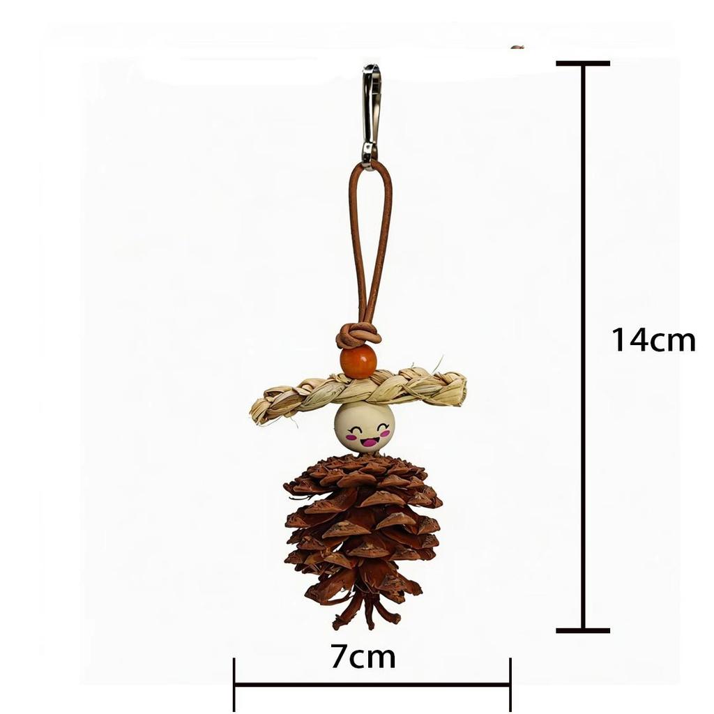 Parrot Natural Pinecone Chew Toy Bird Beak Grinding & Boredom Relief Pine Ornament Bird Cage Decoration Pet Supplies