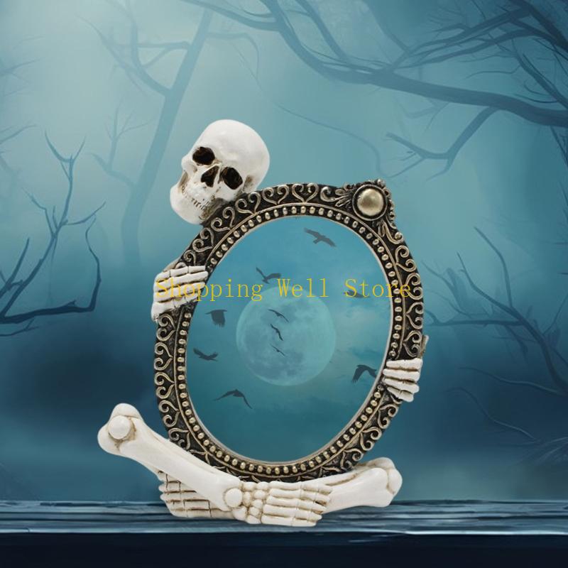 KX4B Gothic Skeleton Frame Resin Ornament Skull Picture Frame Decoration For Holiday