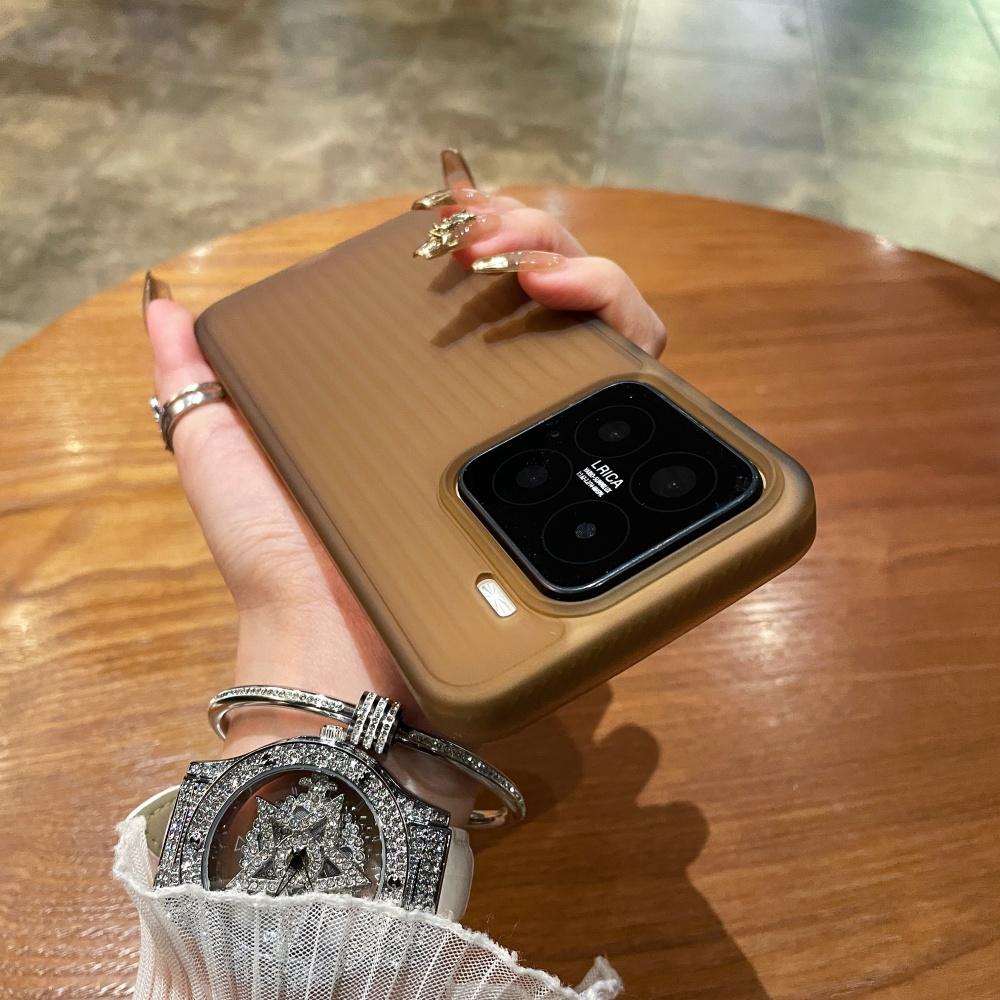 Rugged Armor Matte PC Corrugated Phone Case For Xiaomi 15 14 13 Pro 15Pro 14Pro Shockproof PC Stripes Business Translucent Cover