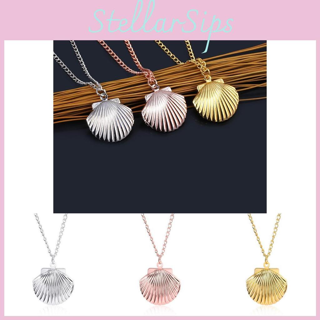 Minimalist Openable Mini Shell Photo Frame Metal Necklace For Girls And Women