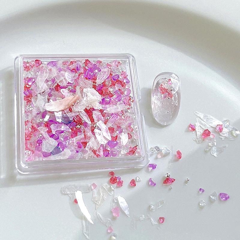 

1Box Diy Nail Art Decor Irregular Gravel Mica Chip Nail Drills Steel Balls Nail Diamond Manicure Design Accessories Gift