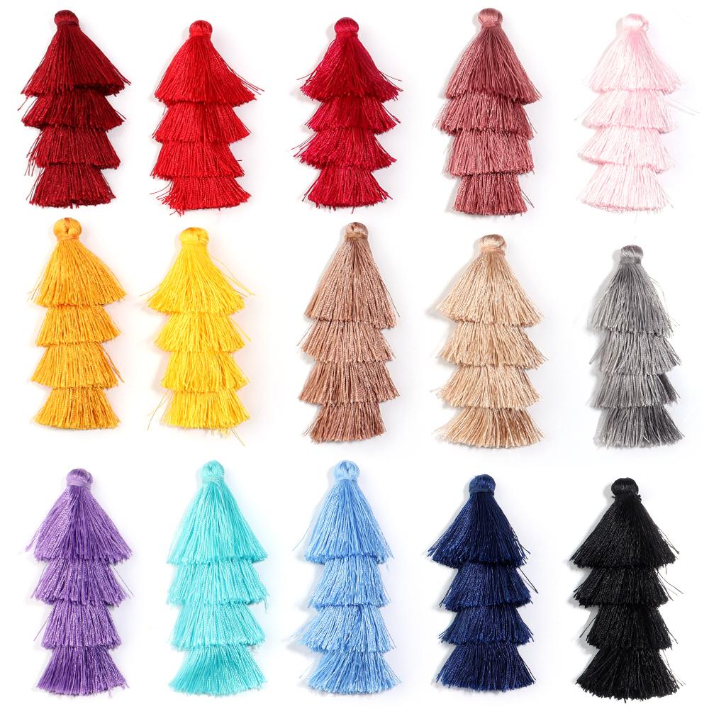 4pcs/lot Gradient Tassel Pendants Four Layers Polyester Tassel Pendants For Jewelry Making DIY Earrings Charms Accessories