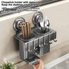 Kitchen Countertop Organizer Chopstick/Cutter Storage Rack, Wall Mounted Suction Cup Installation, Heavy Duty Carbon Steel No Drill Utensils