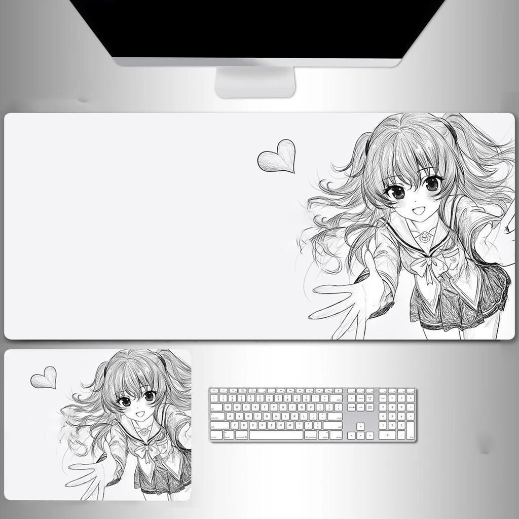 Line Art Anime Oversized Mouse Pad Twodimensional Office Desktop Nonslip Mat Esports Gaming Computer Keyboard Mat