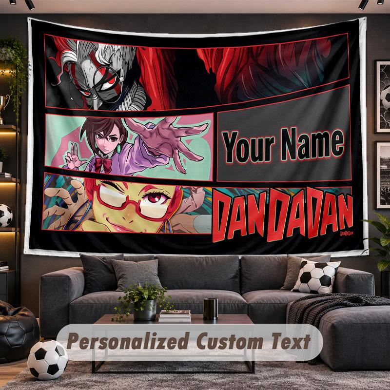 Dandadan Personalisierte Wandteppich-Halterung mit individuellem Namen, Wandkunst Heimdekoration