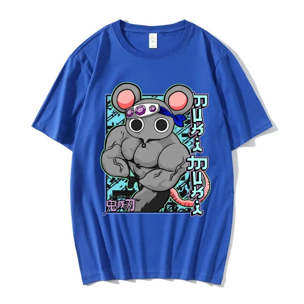Men's Comic T-shirt 100% Cotton T-shirt Muki Demon Slayer Uzui Tengen Muki Gym Pattern Short-sleeved Top