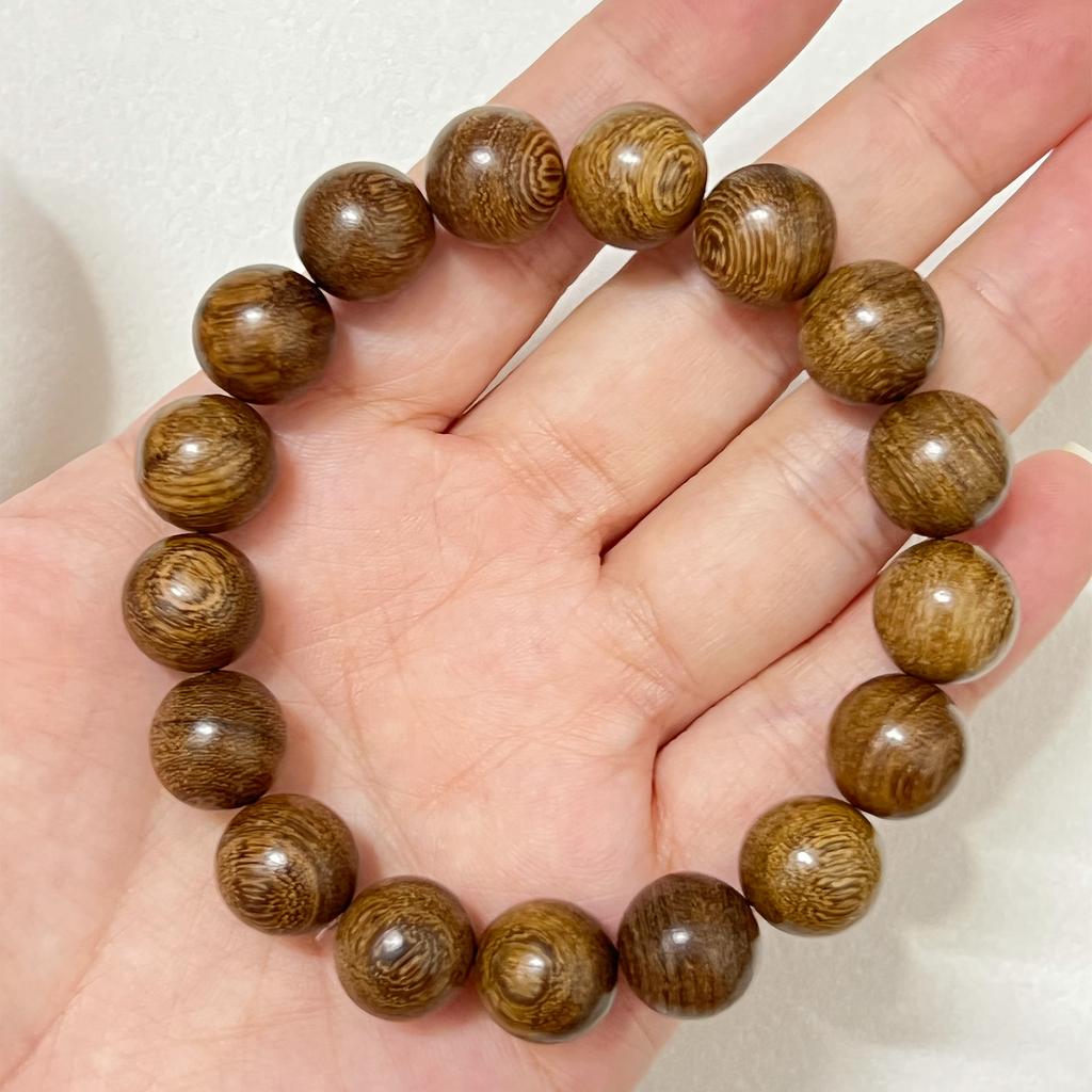 12mm Wooden Beaded Bracelet for Men Handmade Sandalwood Elastic Bangle Natural Wood DIY Beading Charms