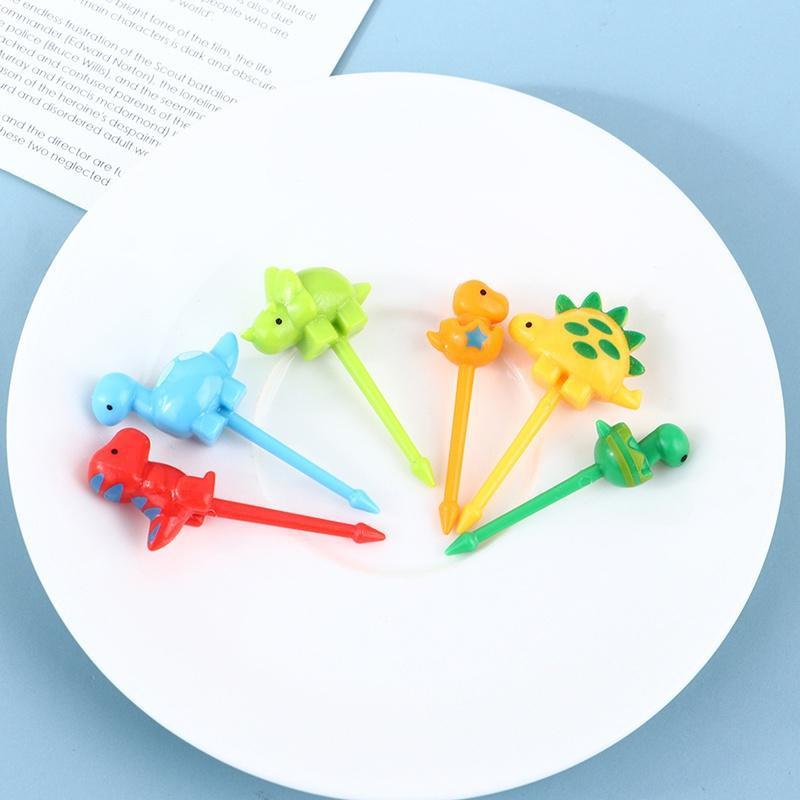 6/12/18pcs Cute Dinosaur Fruit Fork Toothpick Lunch Salad Decoration Accessories Cake Picks Kids Snack Dessert Decoration Forks