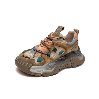 Zapatillas de Plataforma GKTINOO para Mujer Piel Genuina Colores Mixtos Punta Redonda Con Cordones Suela Gruesa Planas Zapatos de Dama Hechos a Mano