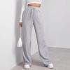 Women Wide Leg Pants Elastic High Waist Adjustable Drawstring Pure Color Long Sweatpants with Pockets Casual Lounge Pants Daily Wear