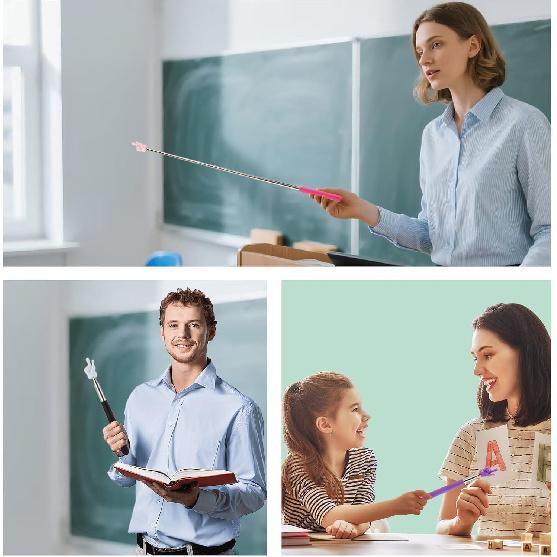 4 Pcs Telescopic Teachers Pointer for Classroom, Extendable Hand Pointer Finger Pointer Stick, Mini Retractable Pointing Stick for Elementary School