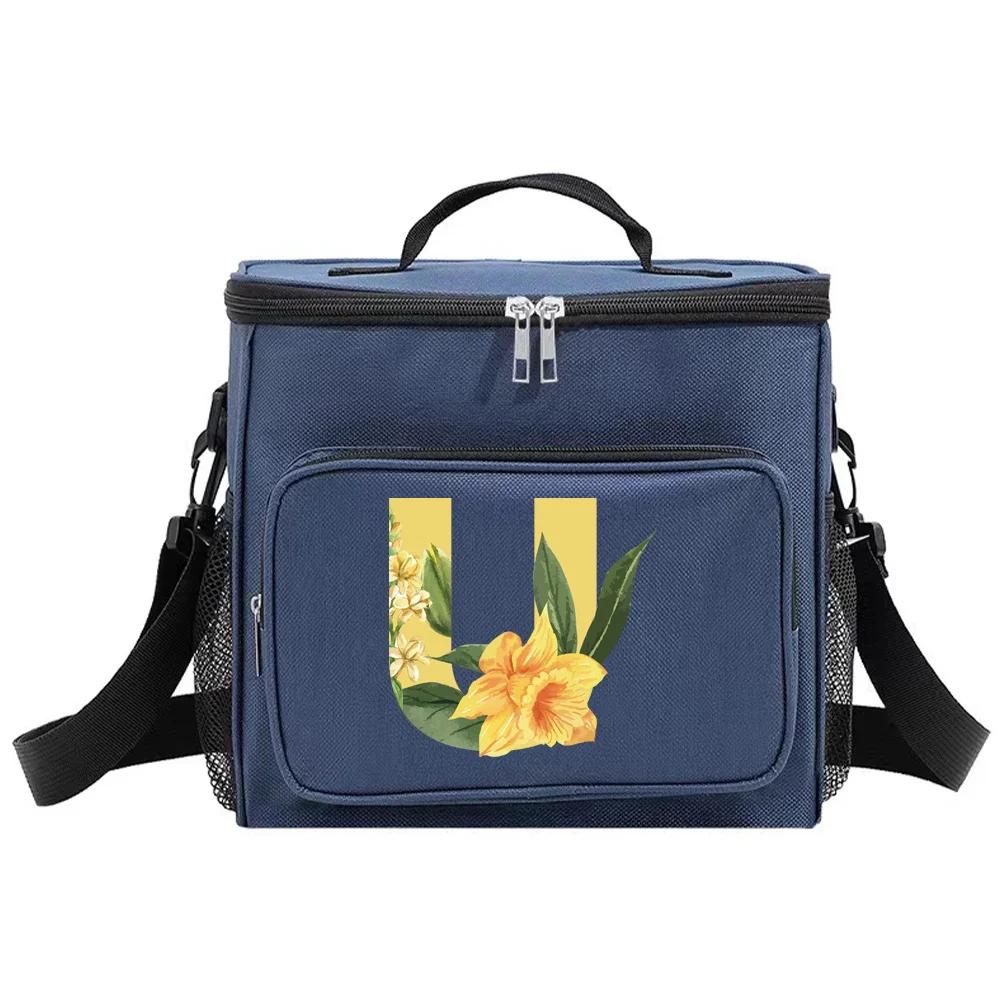 Lunch Bag Thermal Organizer Handbag Insulated Bags Cooler Box Camping Shoulder Storage Lunchbag for Men and Women Floral Series
