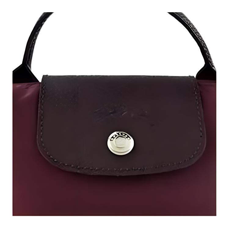 New LONGCHAMP Le Pliage Green Recycled Canvas With Leather Dumpling Bag Handbags Small Size Women's Deep Red & Brown 34175919009