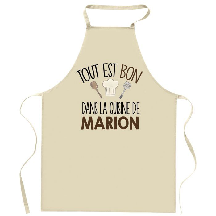 Tablier de cuisine - Planetee - «Tout est bon» Marion - Impression bretonne - Coton résistant, ajustable