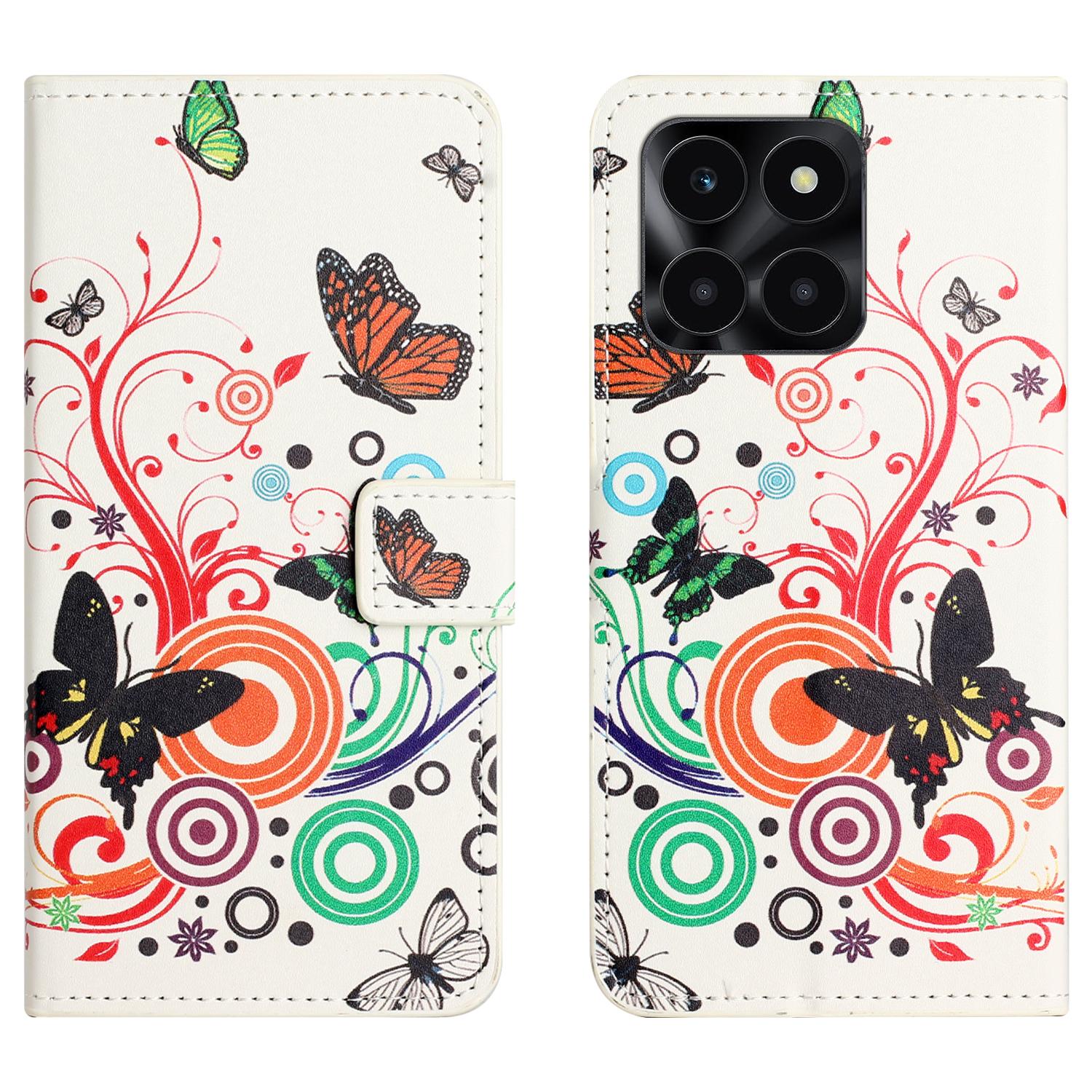 

For Honor X6a 4G/X6b 4G/X6c 4G Wallet Case PU Leather Pattern Printing Phone Stand Cover N