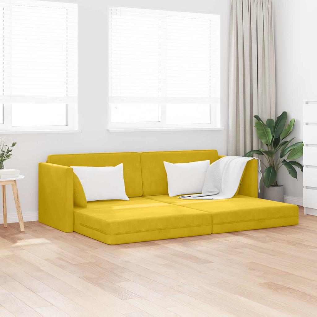 Floor Sofa Bed Yellow 213 X 70 X 77 Cm Velvet
