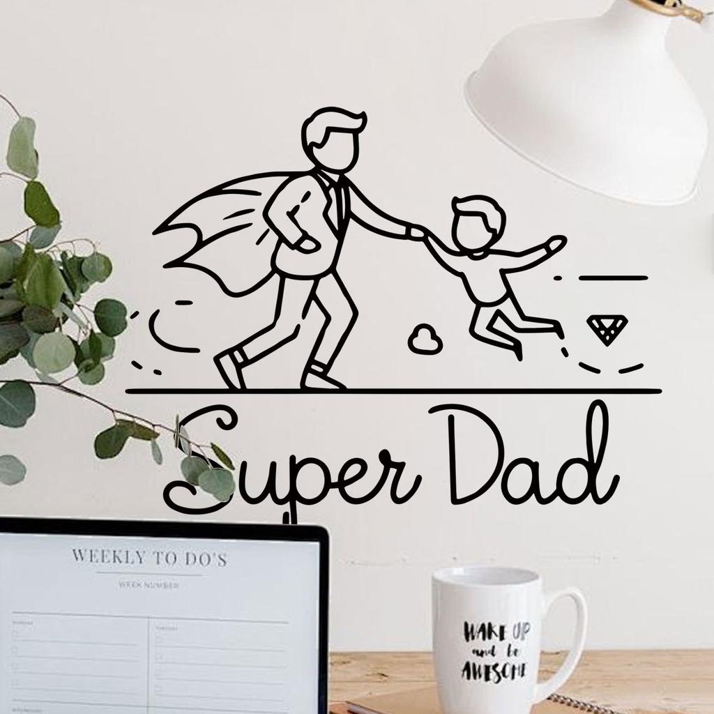 Self-adhesive SUPER DAD Wall Stickers Father’s Day Party Decoration for Home Celebration
