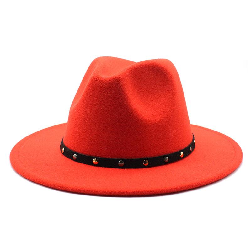 2021 Season Big Eaves Hat Flat Edge Top Hat Men And Women White Woolen Jazz Hat