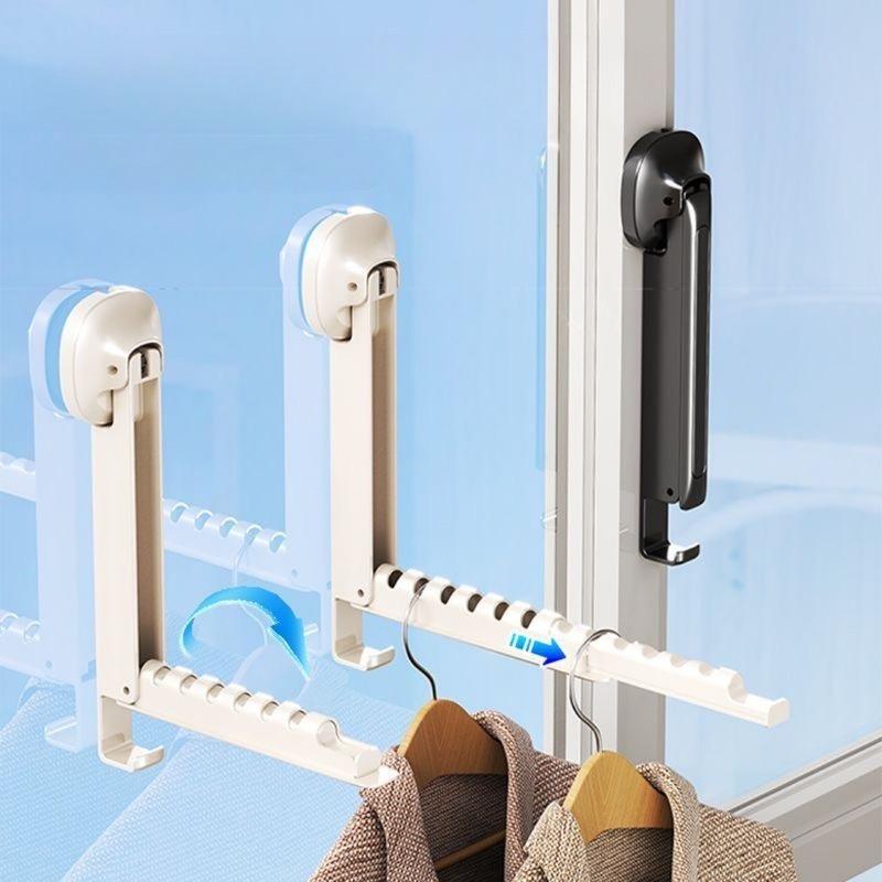 Retractable Wall Mounted Clothes Drying Rack – Foldable Design with No-Drill Suction Cup Base, Ideal for Indoor & Outdoor Use