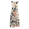 Abito casual da donna alla moda, con scollo rotondo stampato, senza maniche, con tasche, lunghezza media