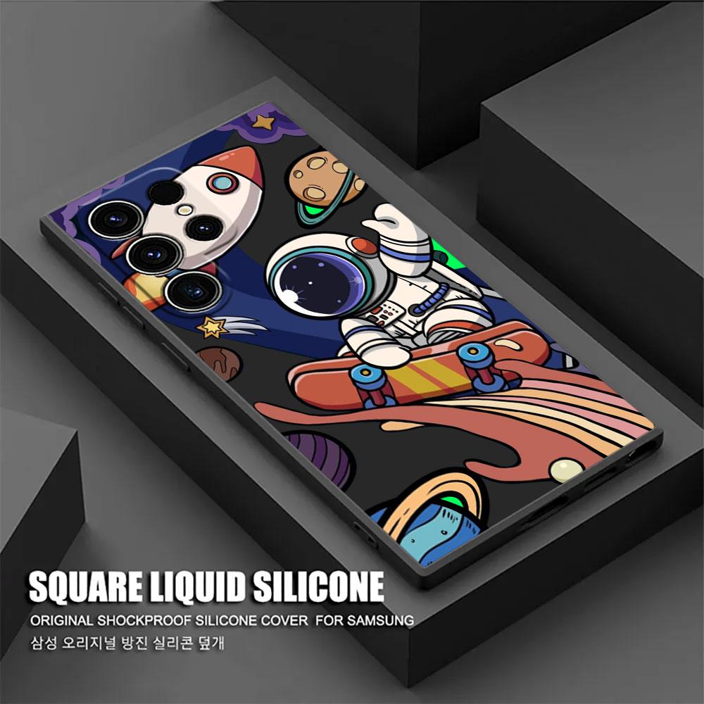 Retro Astronaut Rocket Phone Case For Samsung Galaxy S26 Ultra Cases S25 FE S24 S23 S21 Ultra S20 S24 FE S22 S26 Plus 5G Cover