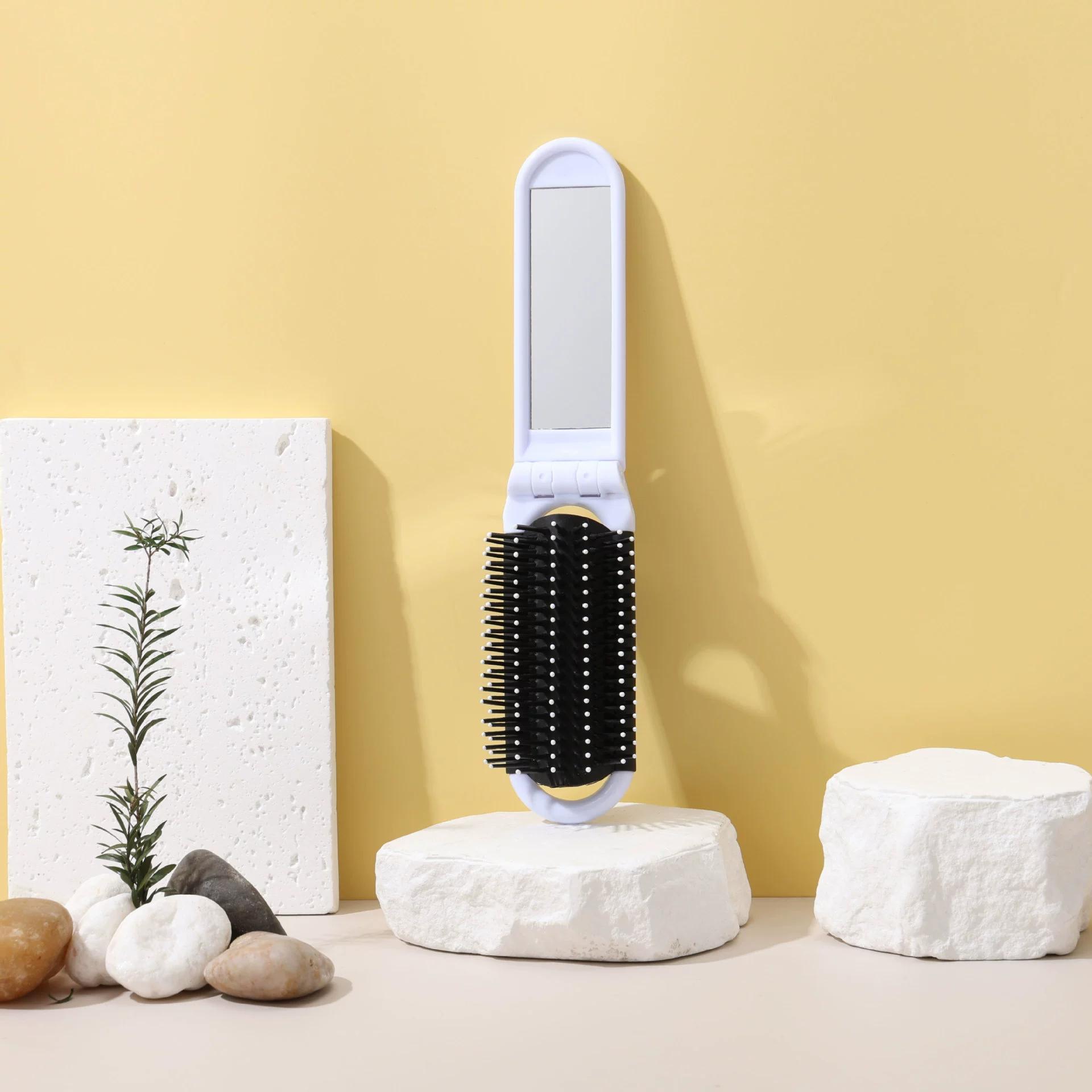 

Пластиковая складная расческа Портативное зеркало для макияжа Расческа Складная Массажная Девушка Челка Модная Удобная Ручная Сумка Расческа белый