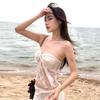Island Chic: Sexy Lace Bandeau Swimsuit & Split Long Dress for Women