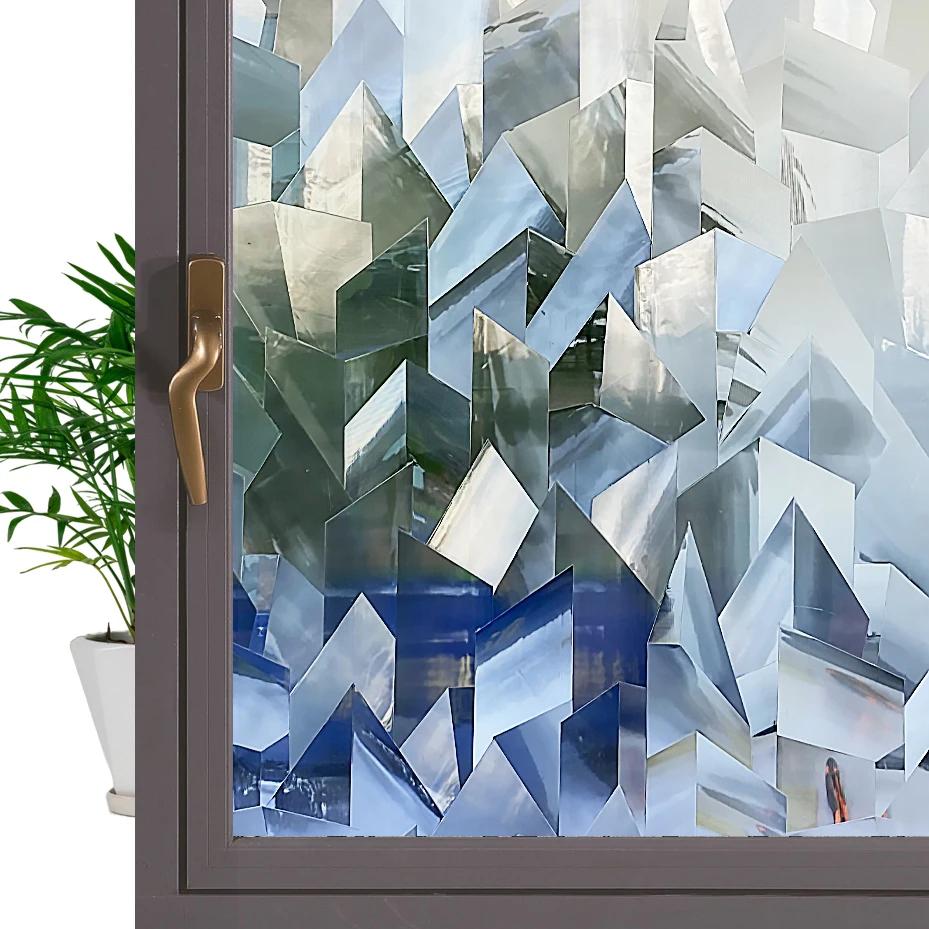 3D Krystall Vindusfilm Personvern Beskyttelse Glass Vinyl Farget Statisk Selvklebende Fester Hjem Dekorativt Vindusklistremerke for Glass
