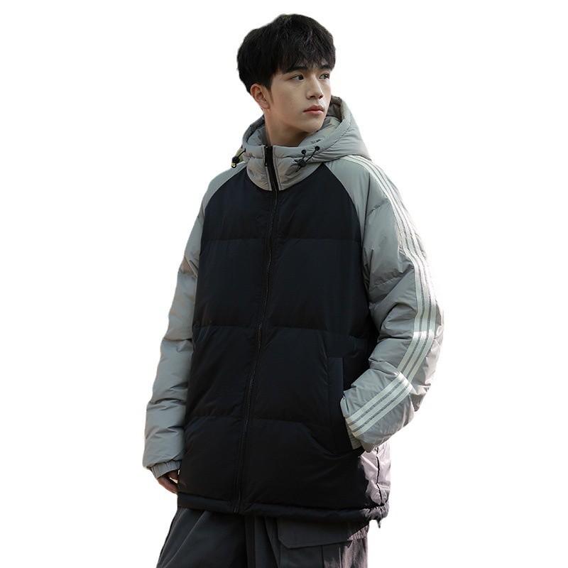 Down jacket men's winter thickened warm trendy brand white duck down jacket loose sports hooded bread jacket jacket