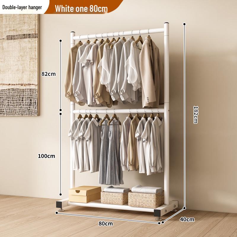 Single-Layer Clothes and Hat Rack for Bedroom or Balcony - Floor-Standing Design