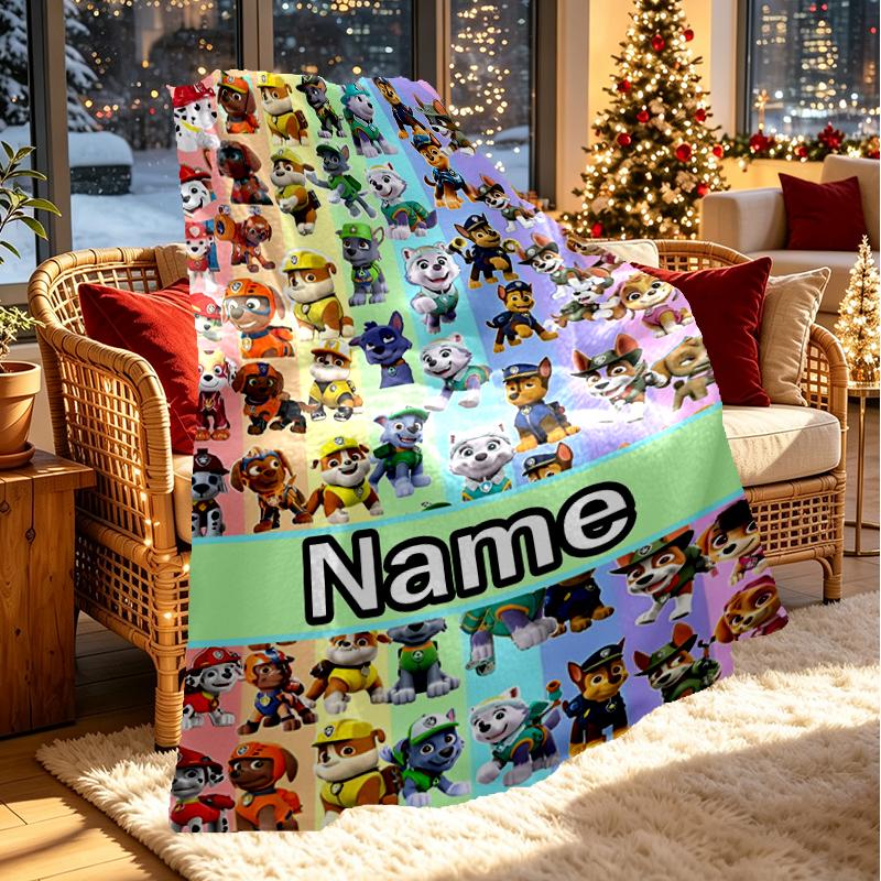 Custom Name Personalized PAW Patrol Print Blanket, Home Decor, Bedroom, Sofa, Camping, Couch, Gifts for Birthday Christmas
