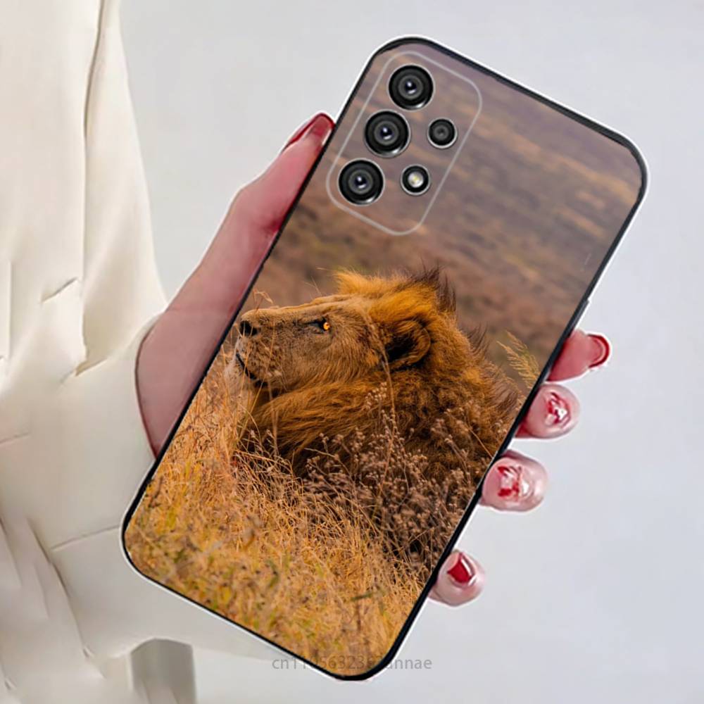 Lion Pattern Phone Case For Samsung Galaxy A13,21s,22,31,32,52,53,71,80,A91 Soft Black Shell